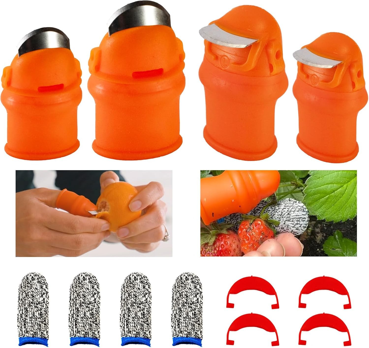 12 Pcs Gardening Thumb Knife Set, Finger Cutter with Anti-Cutting Finger Prot…