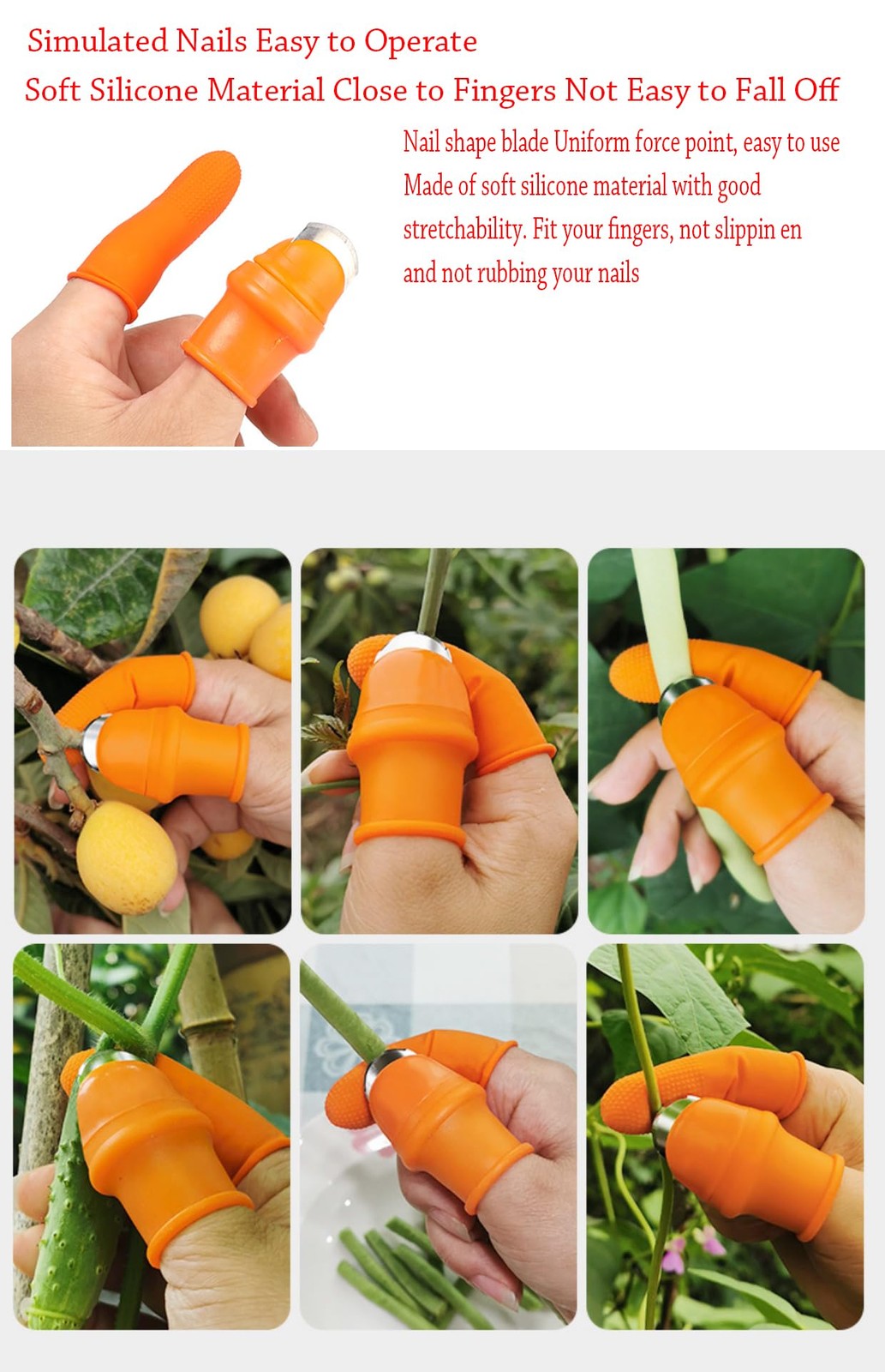 34Pcs Gardening Silicone Thumb Knife Harvesting Tool Finger Plant Fruit Picki…