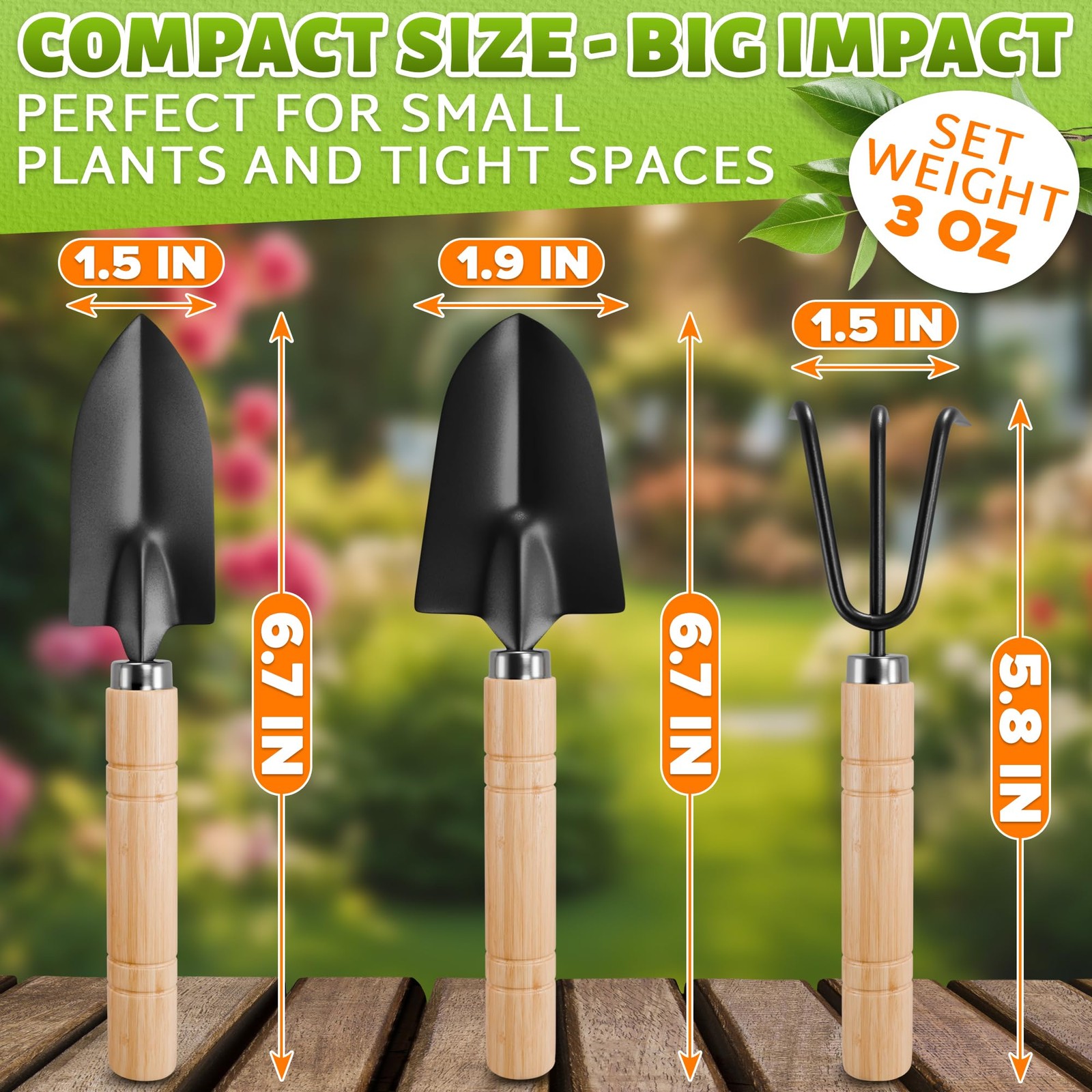 3 Pcs Mini Gardening Tools – Mini Garden Tools Set with 2 Small Shovels Narro…