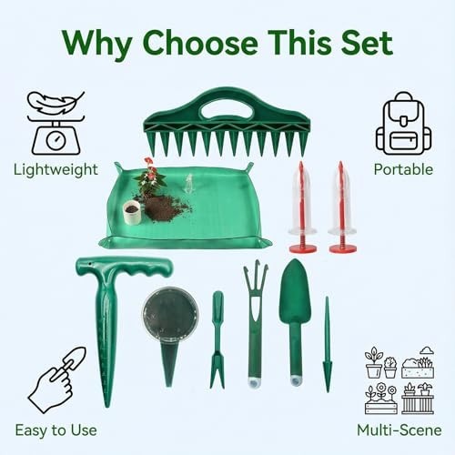 Upgraded All-in-One Gardening Tool Kit – 12-Hole Punch, Seed Planter & Mat – 10