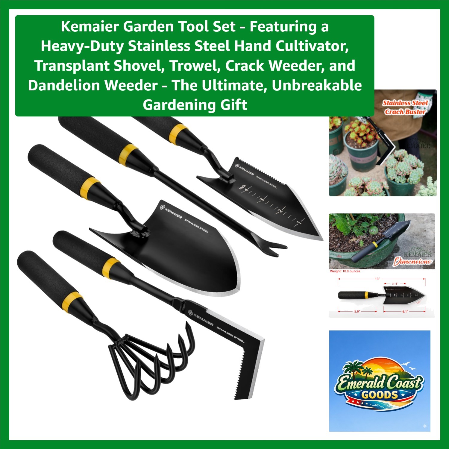 Professional Garden Tool Set – 5 Essential Stainless Steel Tools for Gardeners
