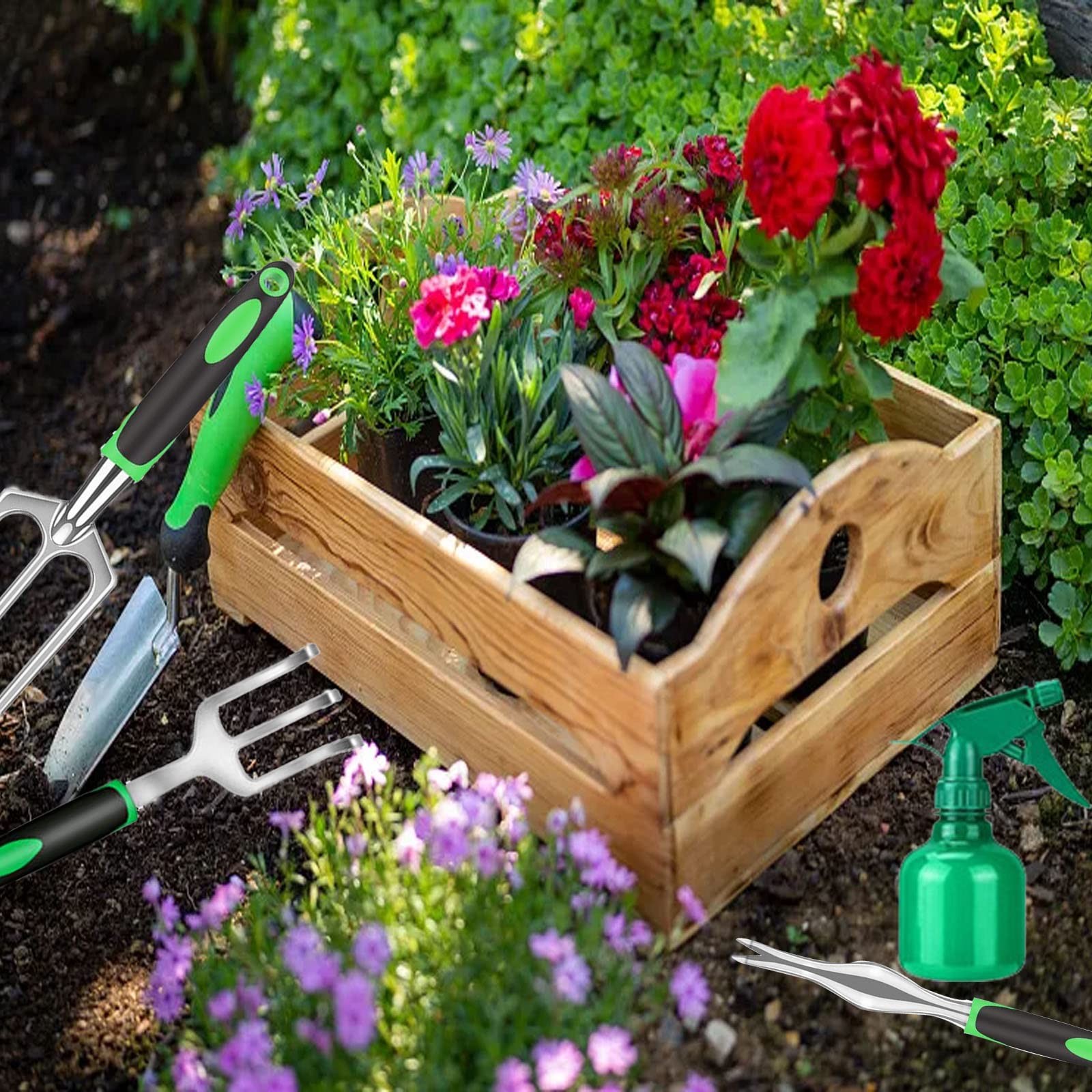 Garden Tool Set With Non Slip Rubber Grip9 Piece Stainless Steel Gardening Tool