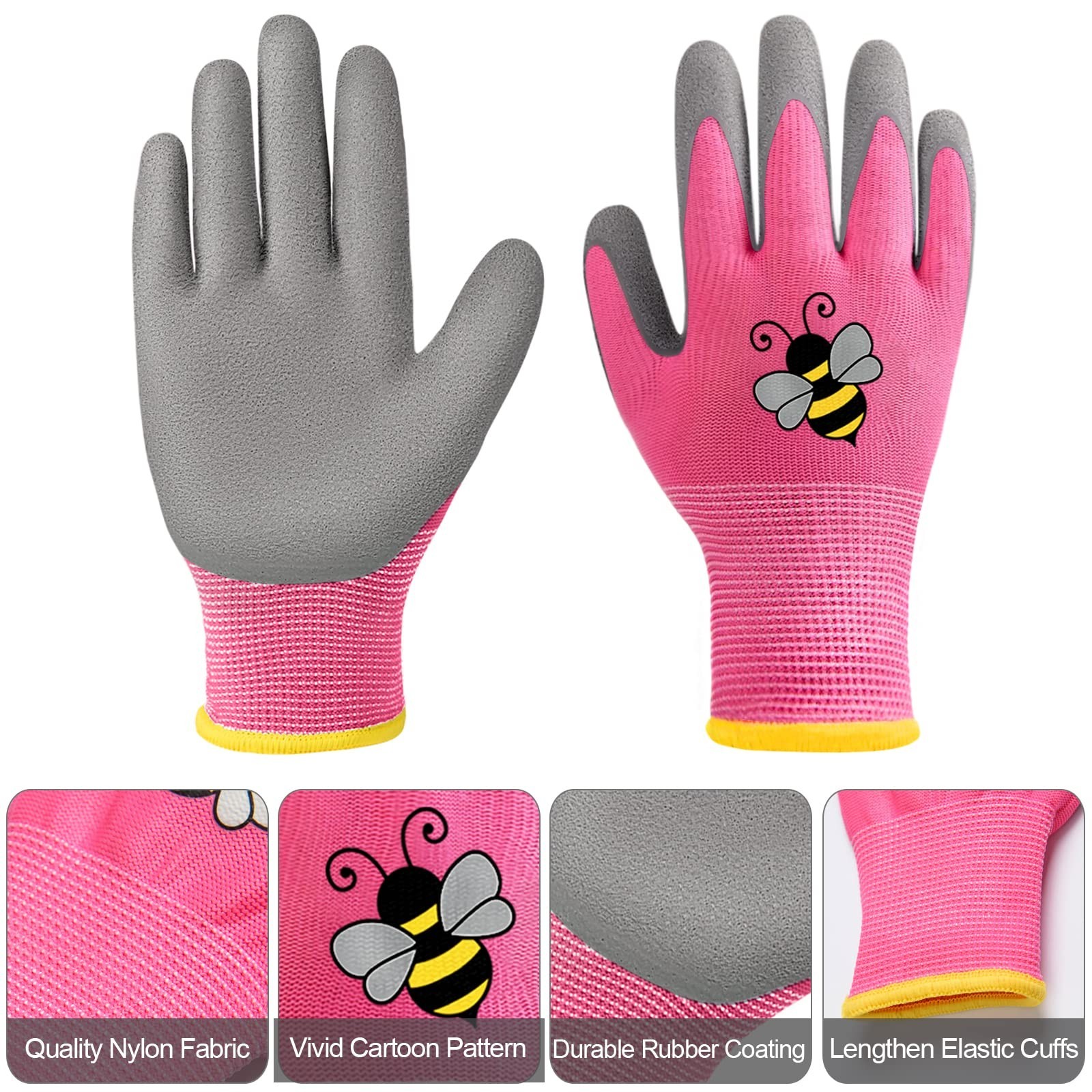 12 Pairs Kids Gardening Gloves Children Yard Work Glove Rubber Coated Garden …
