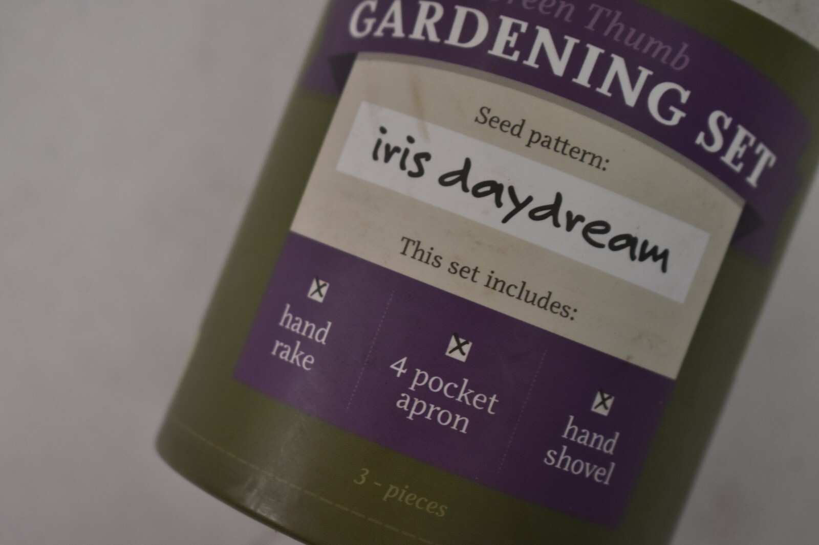 Seed & Sprout Gardening Set Iris Daydream Apron Hand Rake & Shovel Purple