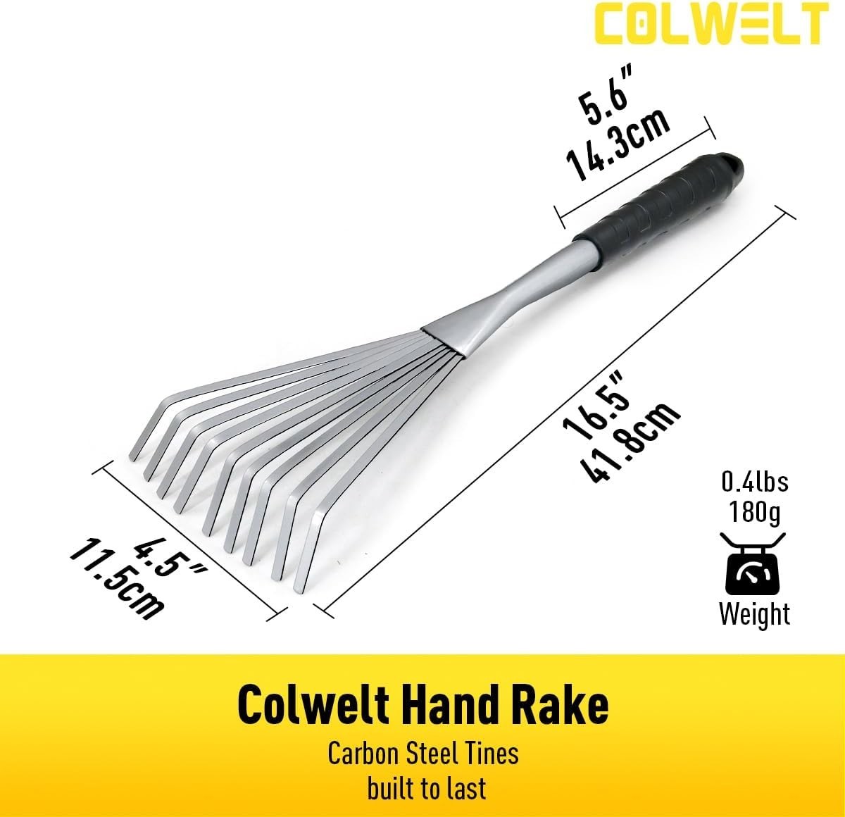 Versatile Small Gardening Rake – 16.5” Mini Rake for Leaves and Soil Preparation