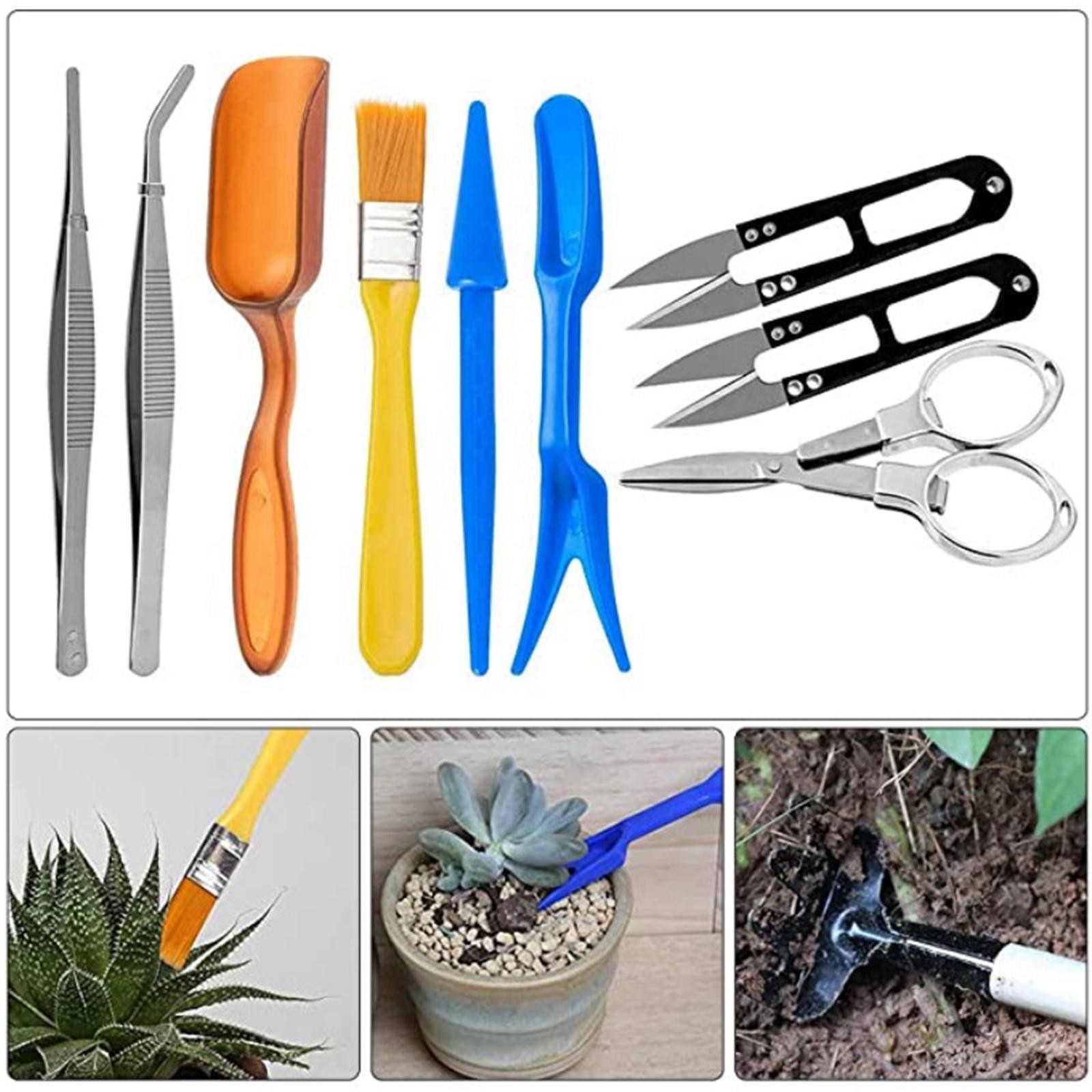 12Pcs Hand Transplanting Tools Mini Gardening Hand Tools Set Bonsai Houseplant