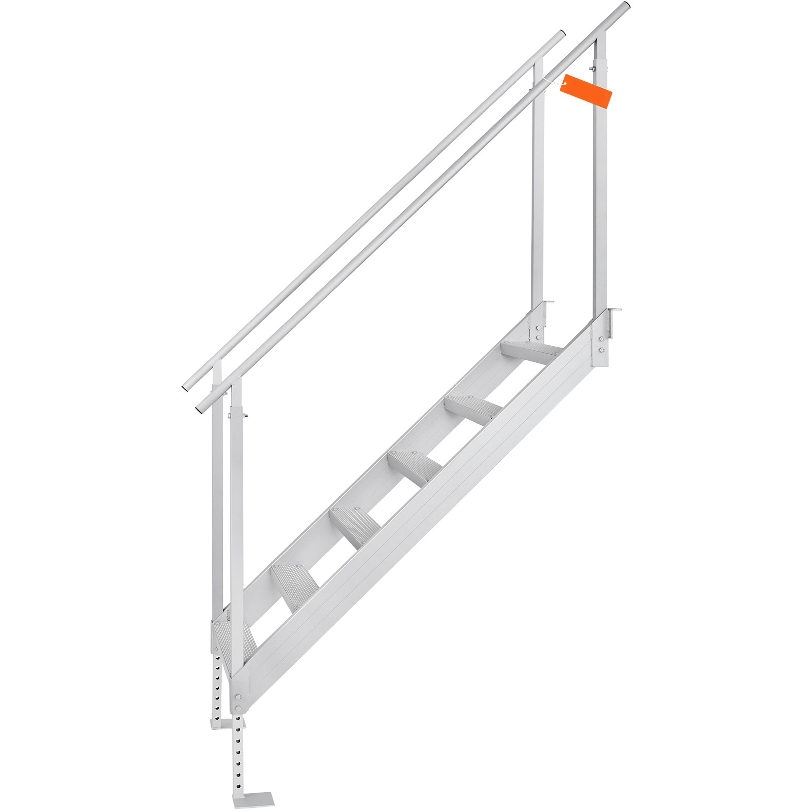 43″-51″ Adjustable Aluminum Alloy Dock Ladder, 6 Steps, 500 lbs Capacity