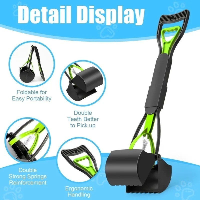 Heavy Duty Dog Pooper Scooper Long Handle Pet Waste Picker for Lawn Yard