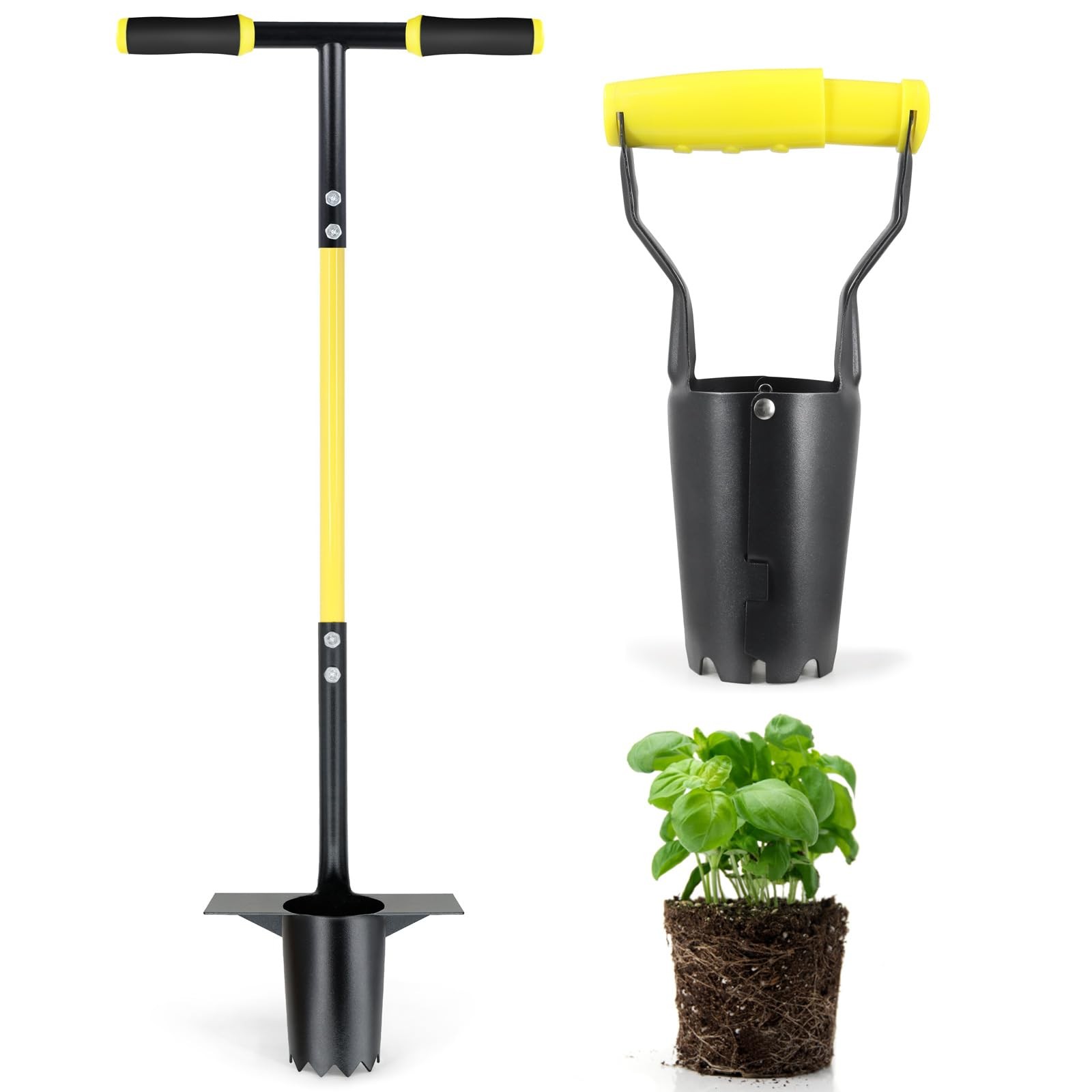 Jardineer 2PCS Bulb Planter Tools Set, Long Handle Garden black set