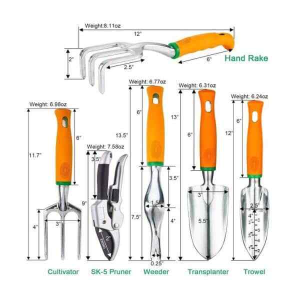 12 Pieces Garden Tool Set 6 In. Aluminum Hand Tool Kit Handle Trowel Heavy Duty