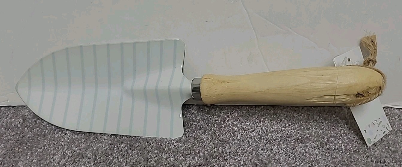 Garden Tool Set (2 pc) Metal Hand Trowel and Fork w/ Wood Handles and Hangers
