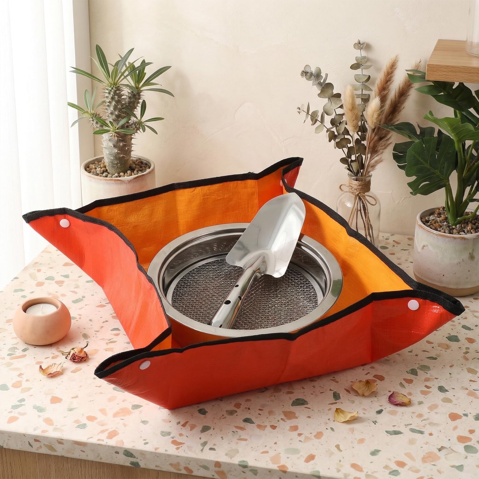 8 PCS Soil Sifter Set for Garden, Stainless Steel Soils Sieve Set, Compost Si…