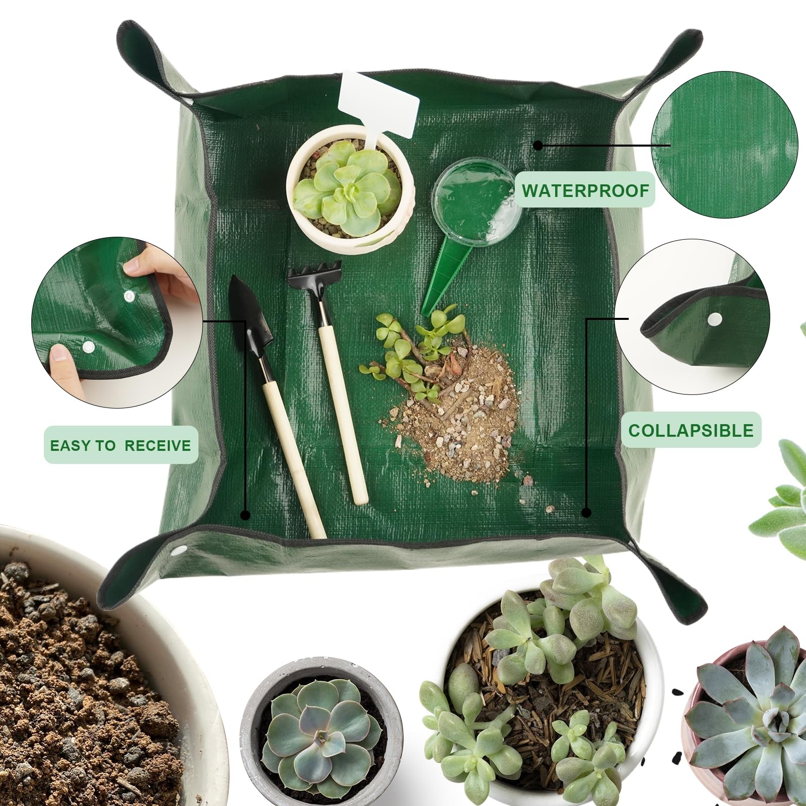 16Pcs Garden Tools, Mini Garden Hand Transplanting Succulent Tools Set, 19.6″…