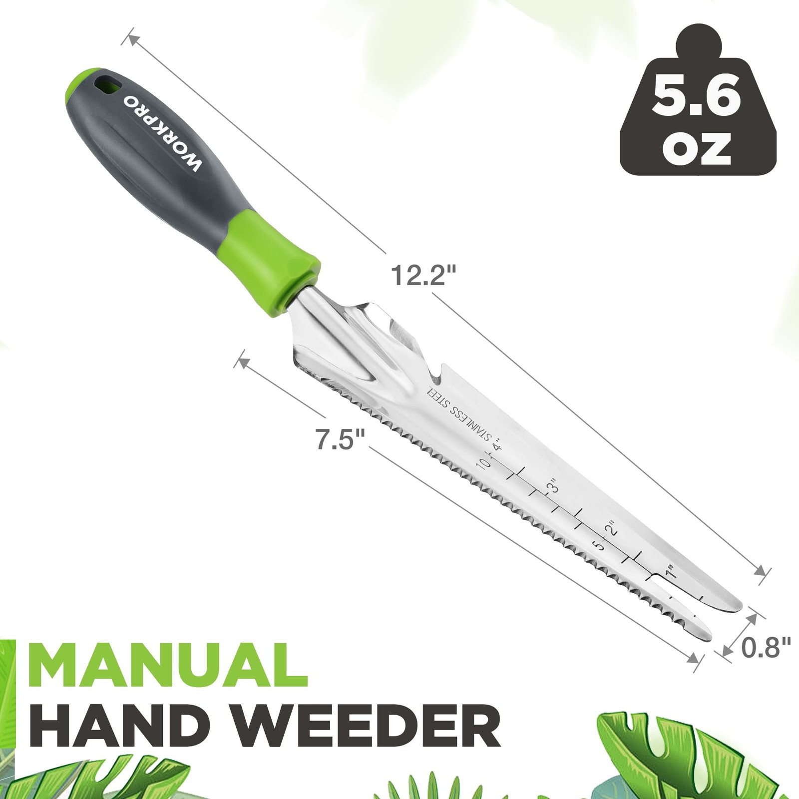WORKPRO Hand Weeder Puller 5 in 1 Stainless Steel Garden Trowel with Soft Handle