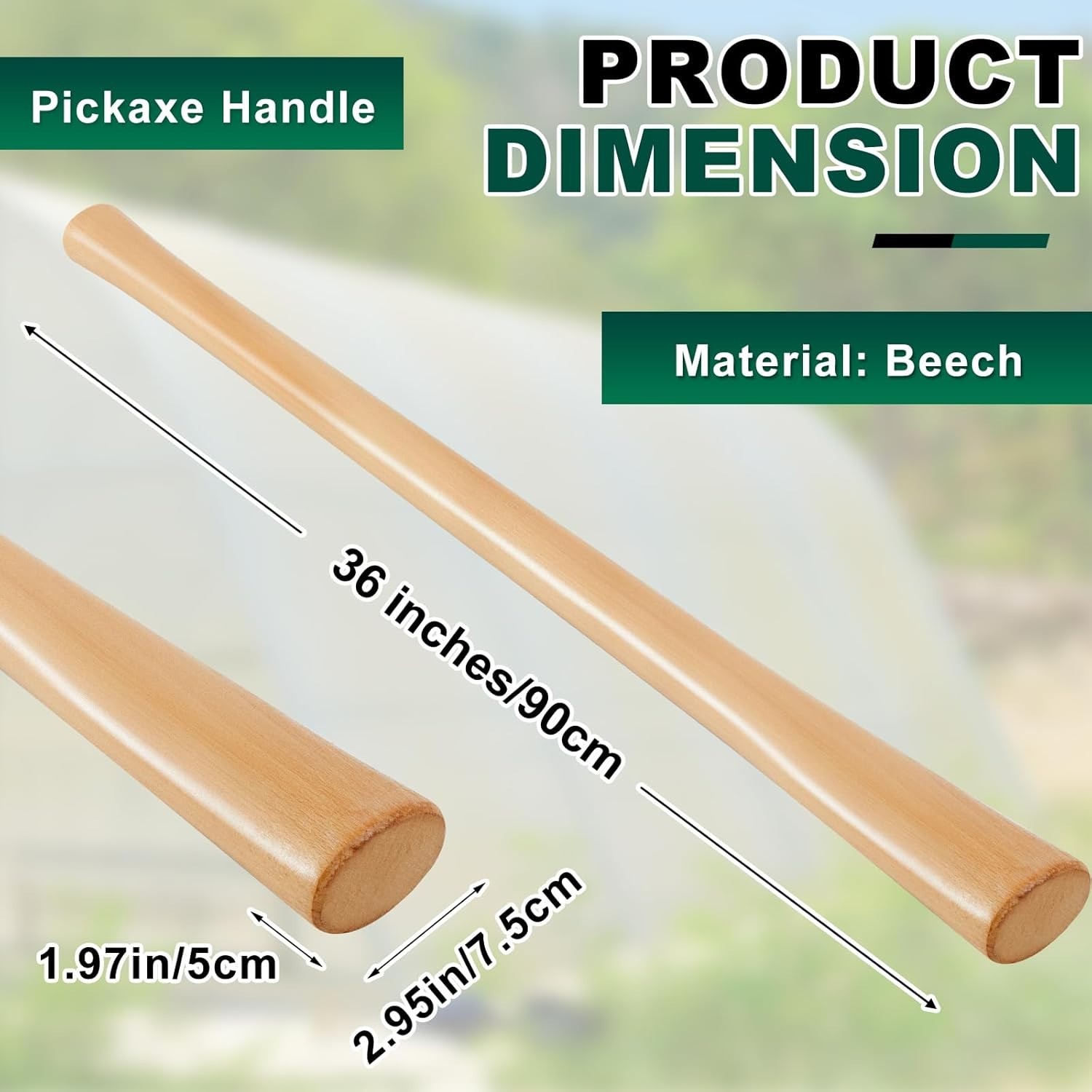 2 Pcs 35 Inches Pickaxe Handles Beech Wood Handles Replacement Tool Set for H…