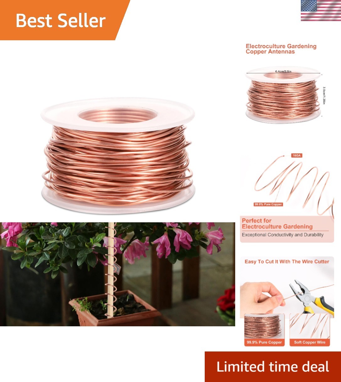 65 Feet Pure Copper Electroculture Wire – 16 Gauge for Enhanced Gardening Yields
