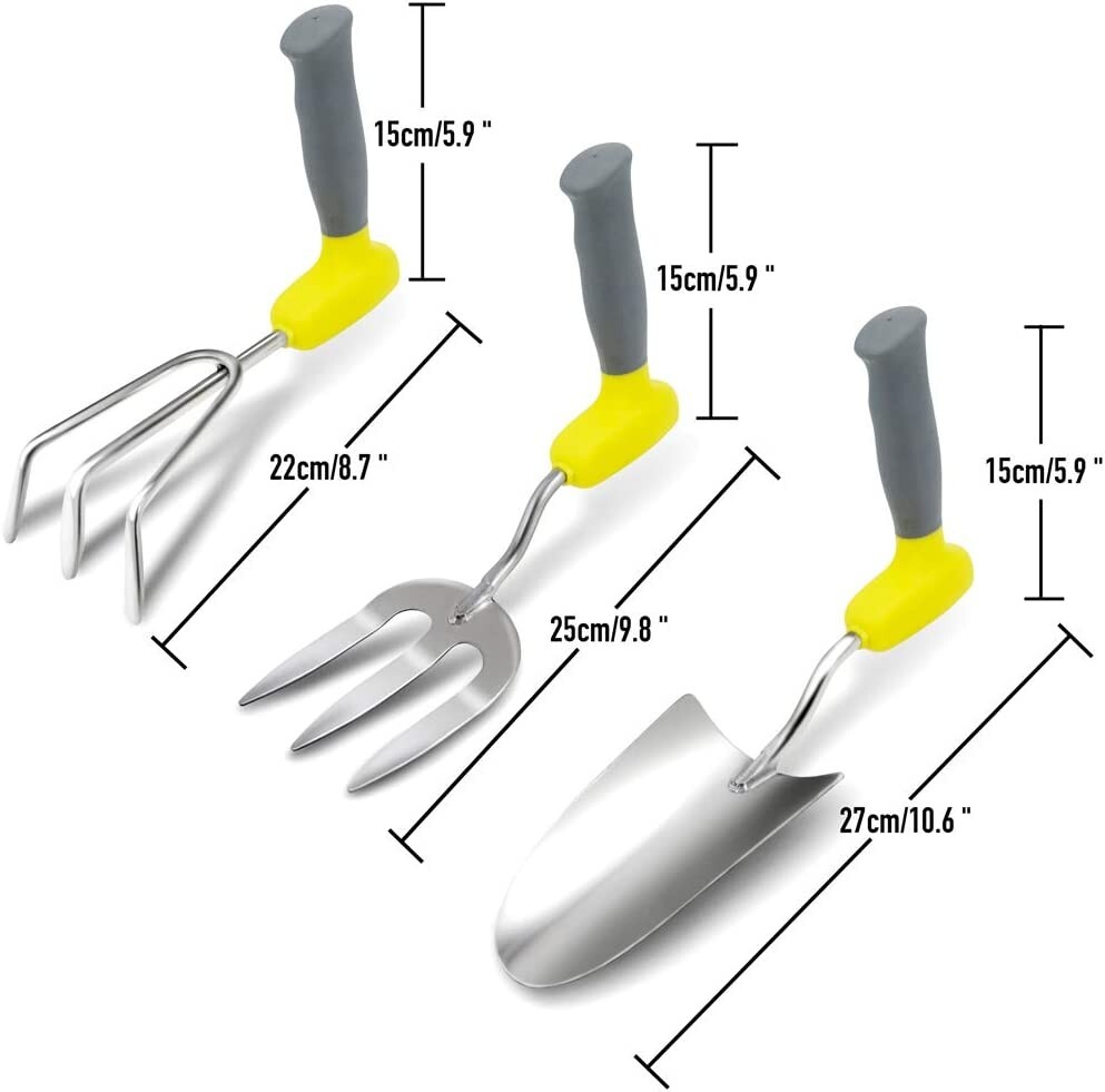 4 PCS Garden Tools Set Fork Trowel Cultivator Heavy Duty Metal Outdoor Ergonomic