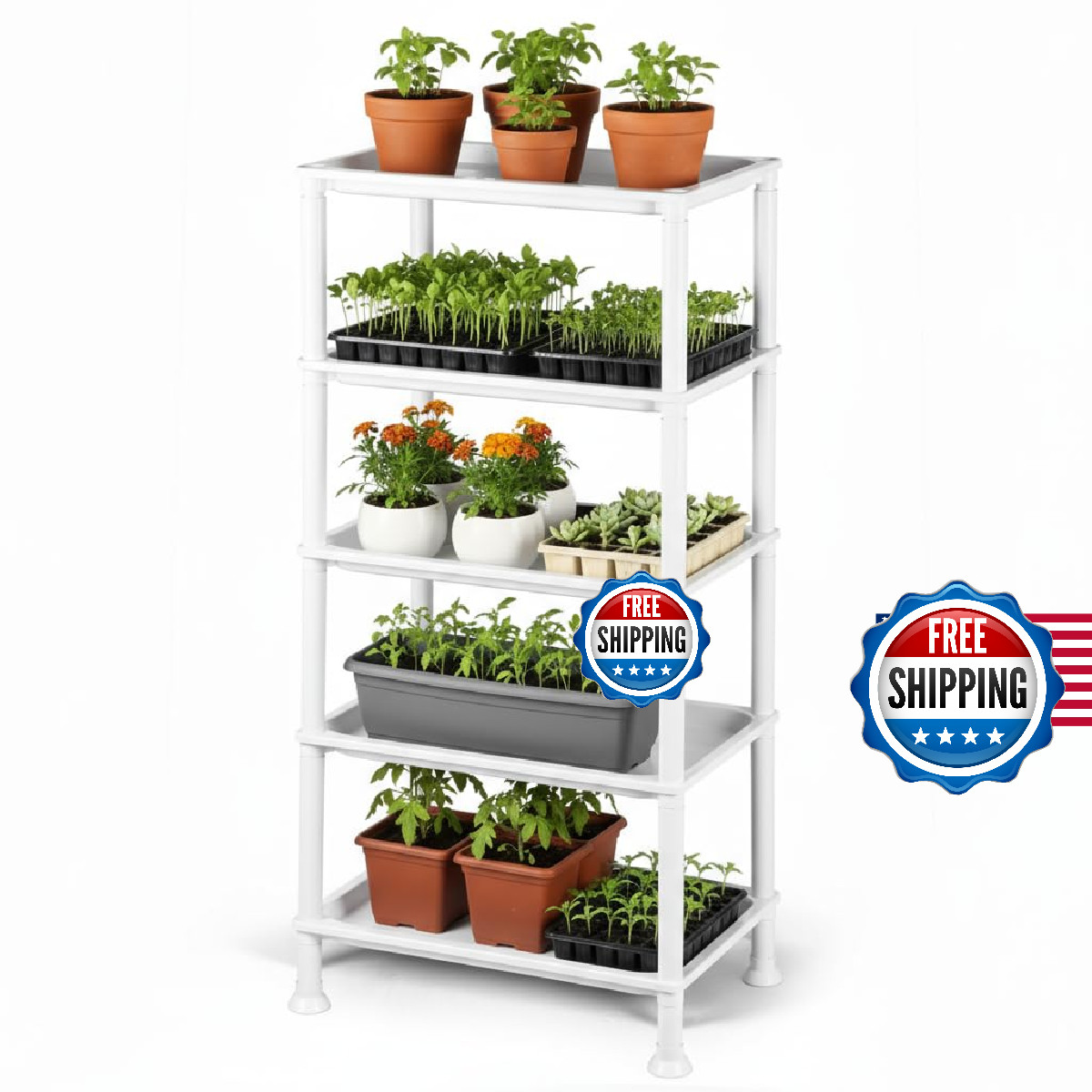 Rootrimmer 5-Tier Seed Starter Plant Stand Bottom-Watering Designshelf For