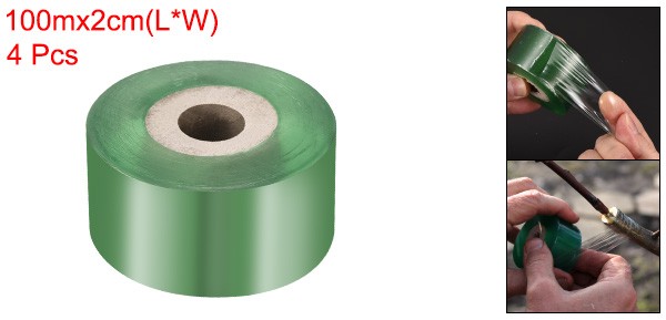 4 Rolls Fruit Tree Grafting Tape 2CM x 100M PE Grafting Film, Green