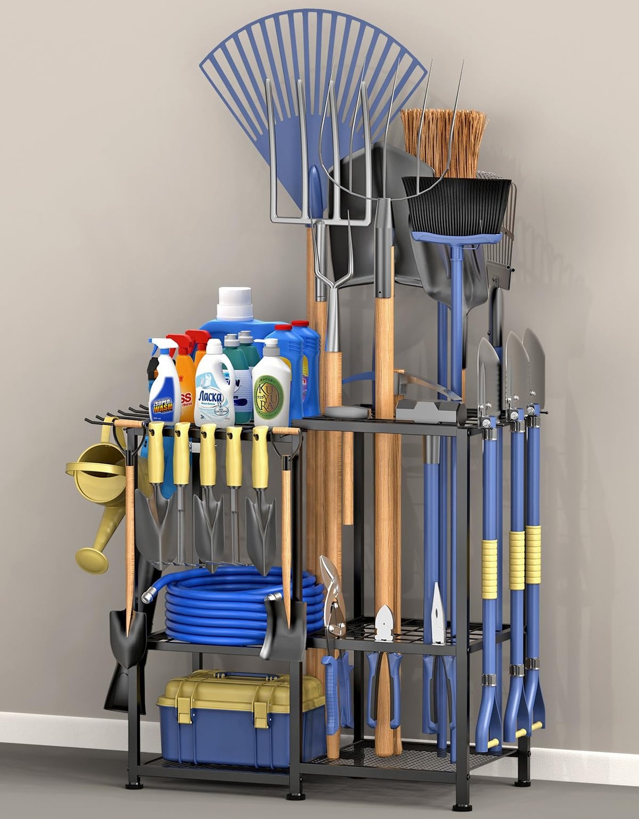 Garden Tool Organizer, Metal Yard Tool Organizer,Holds 70 Long-Handled Tools/…