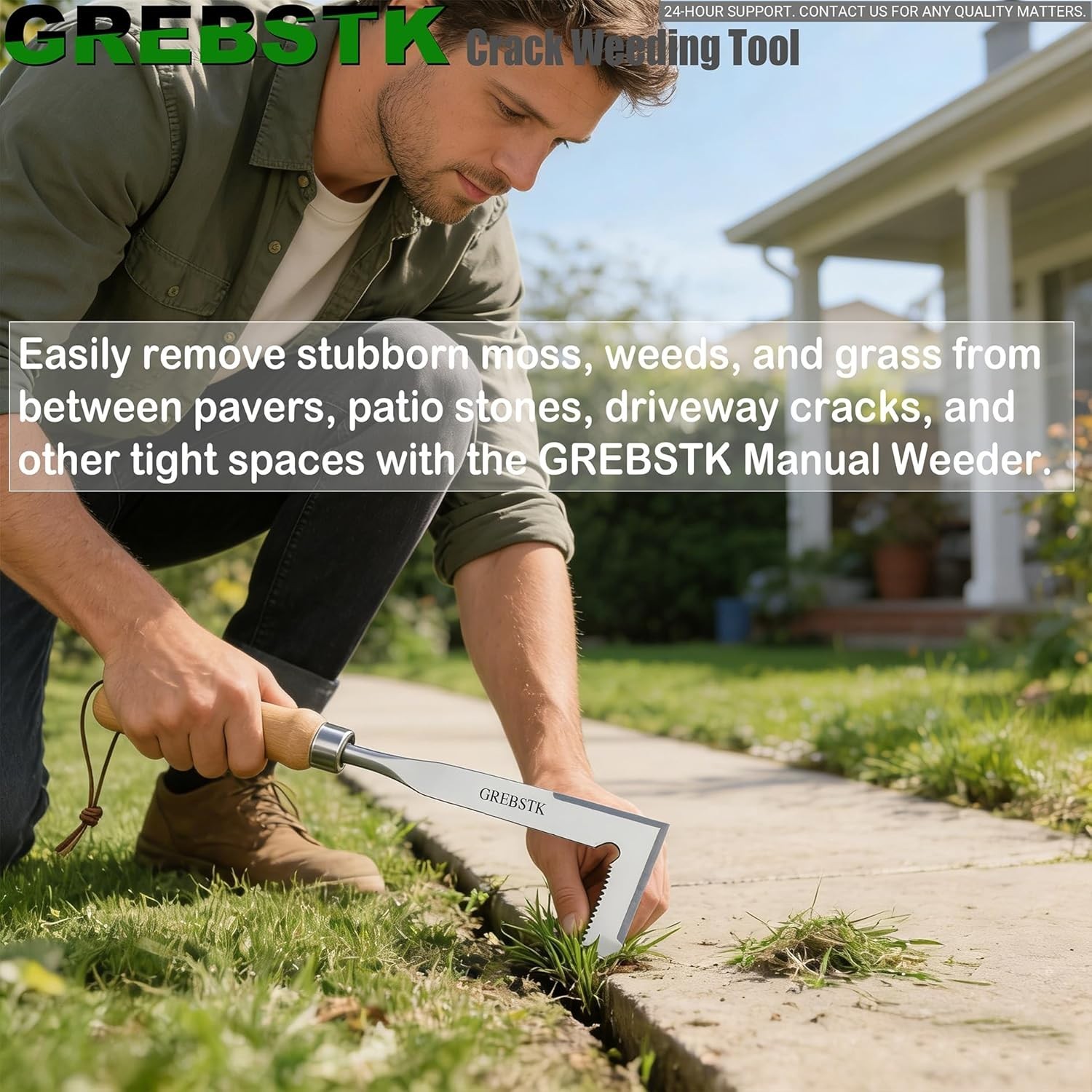 13″ Crack Weeder Tool: Lightweight Beech Handle & Razor-Sharp Stainless Steel