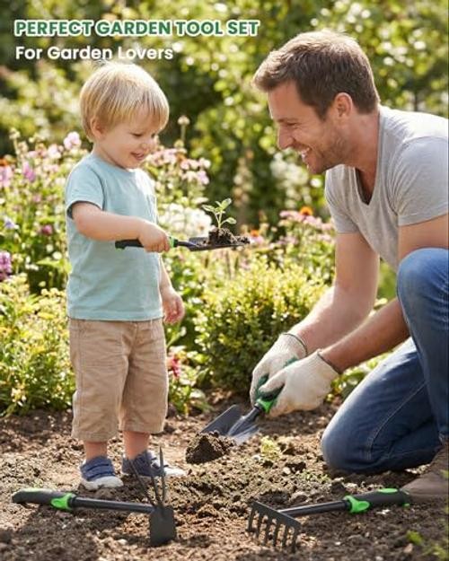 4-Piece Garden Tool Set, Heavy Duty Gardening Hand Tools with Soft Rubber