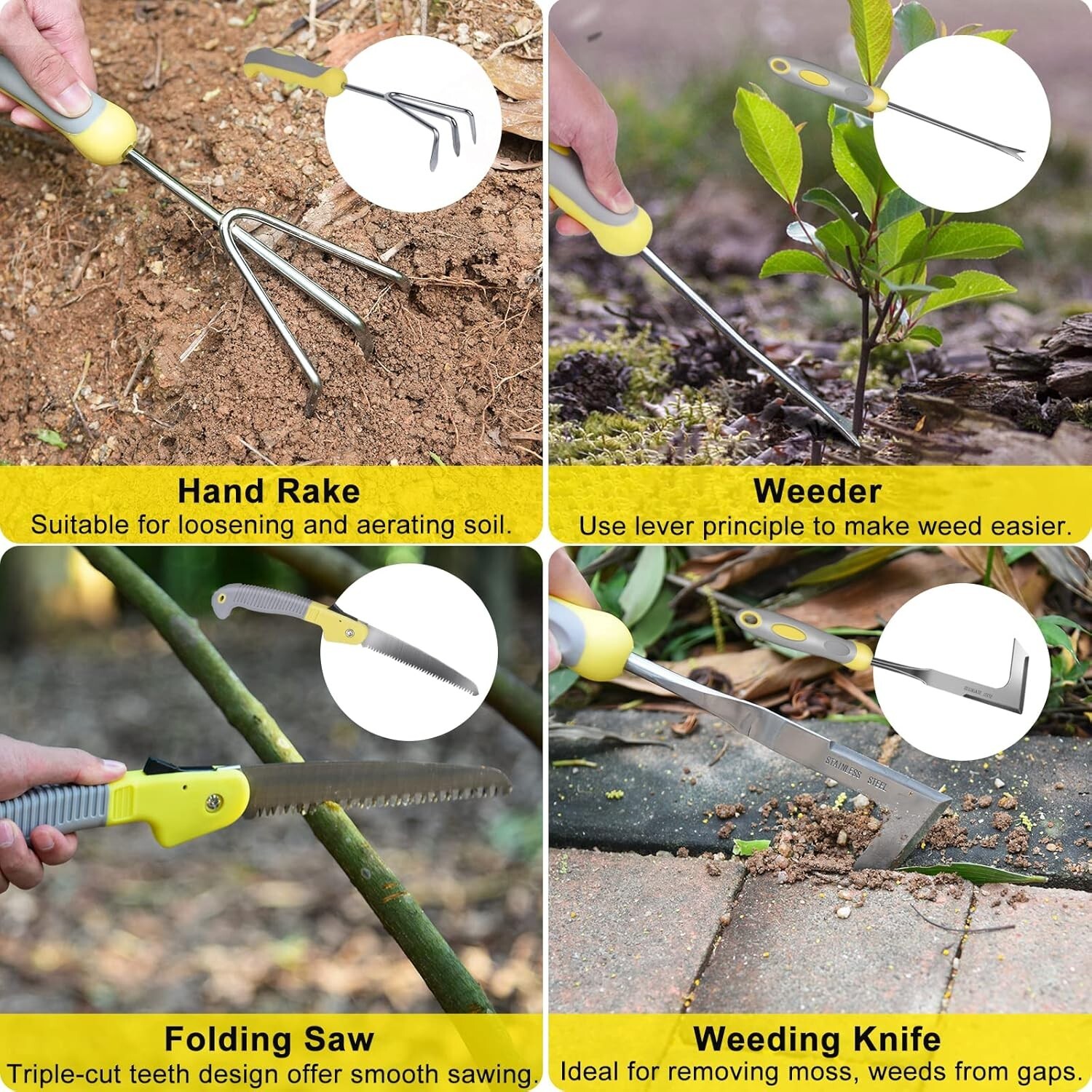 10-Piece Heavy Duty Stainless Steel Gardening Tool Set with Ergonomic Handles