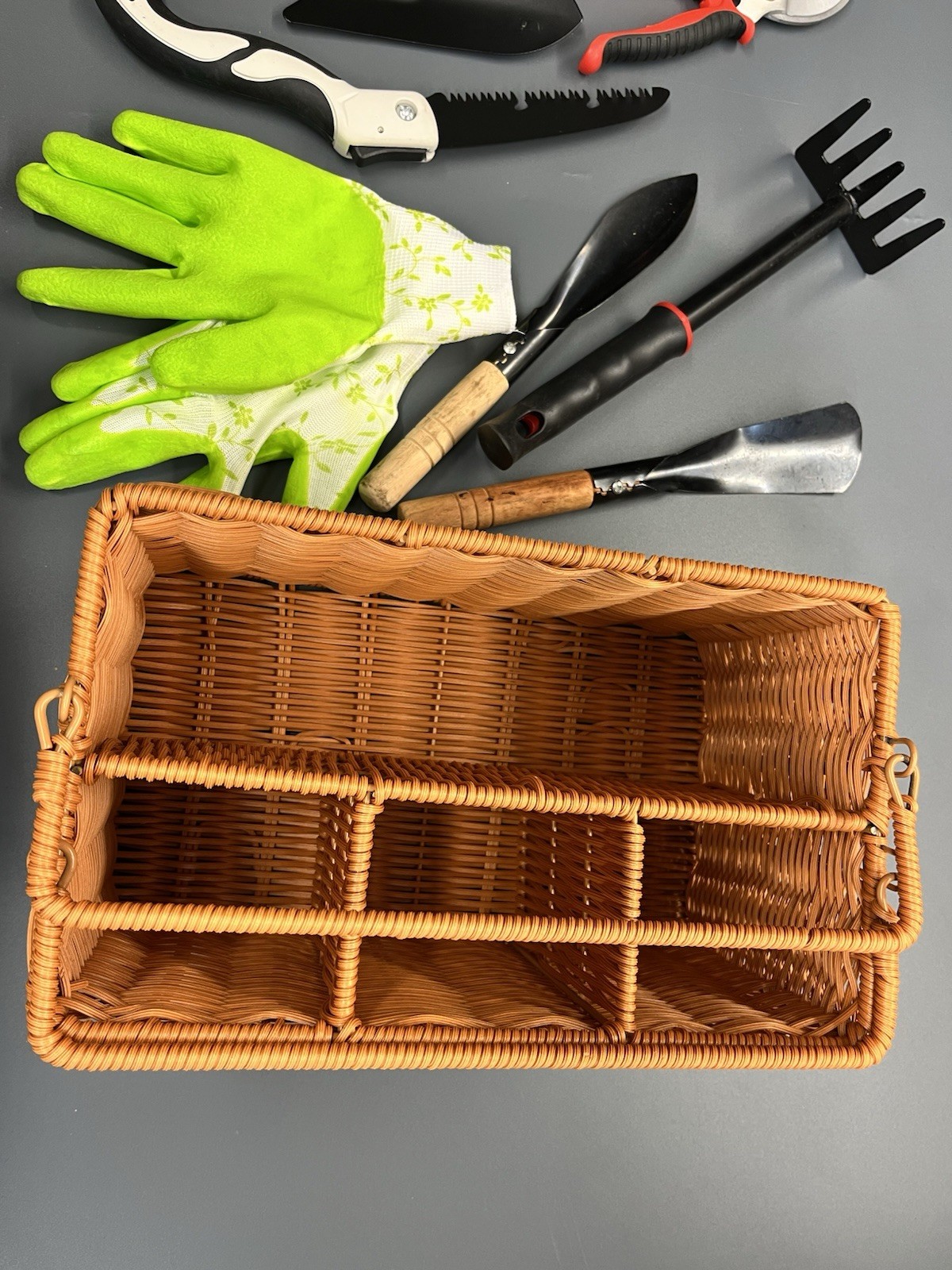 9PCS Garden Tools Set Stainless Steel Gardening Kit w Basket Gloves Pruners