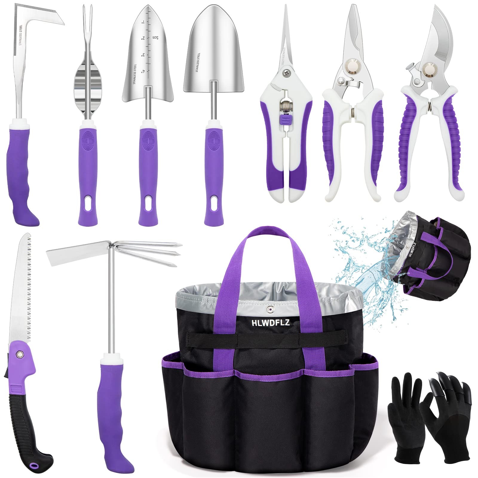 Purple Garden Tool Set Gardening Items For Women 11pcs Heavy Duty Garden Tools W