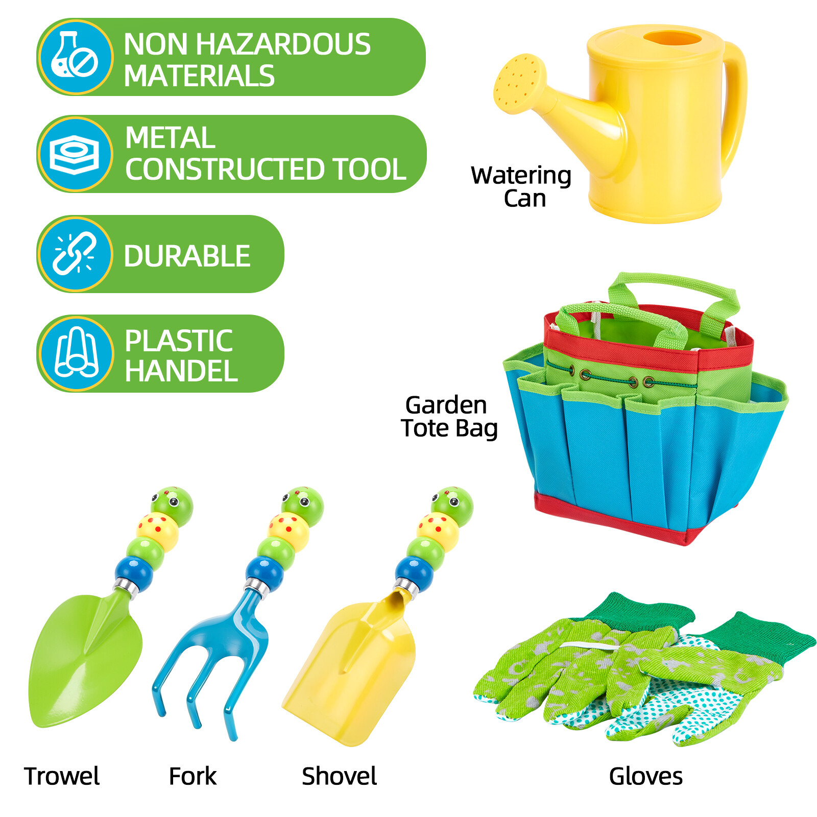 6pcs Childern Gardening Set Kids Garden Tools Fun Toys Shovel Rake Watering Can
