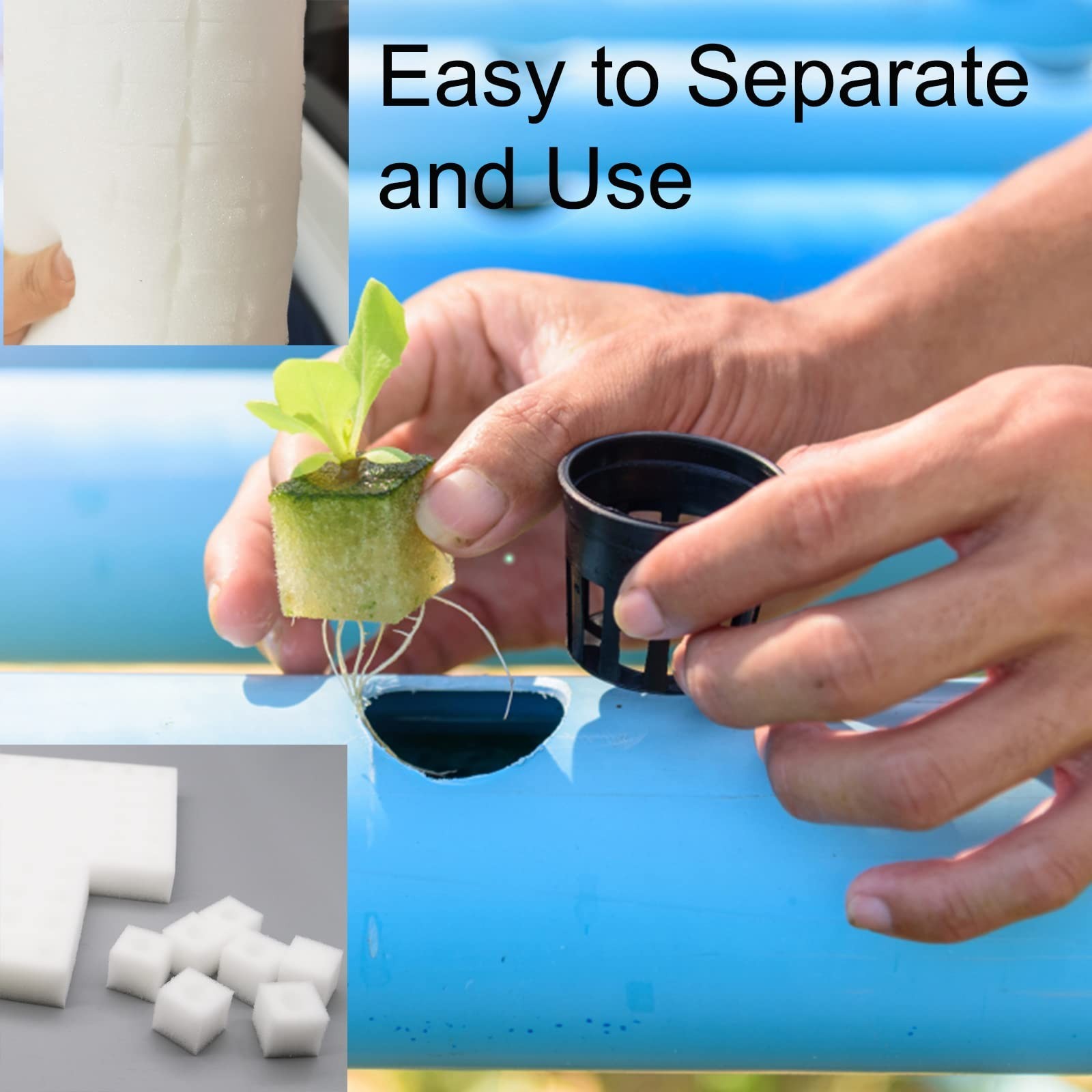 600 Pcs Hydroponic Sponges, Soil-Less Cultivation Planting Gardening Tool, Sq…
