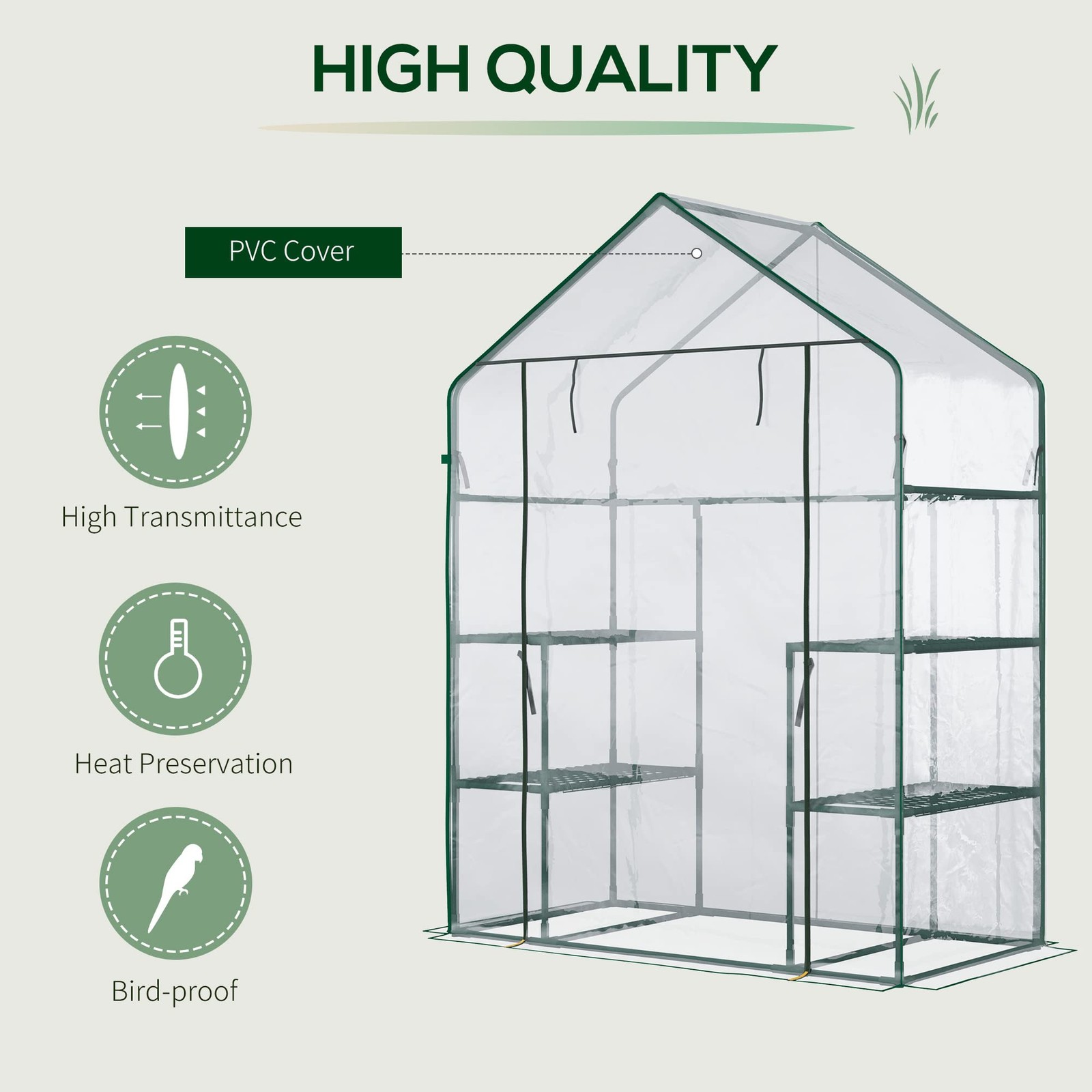Outsunny 5 X 2.5 X 6.5 Mini Walk-In Kit Portable Green House 3 Tier Shelves