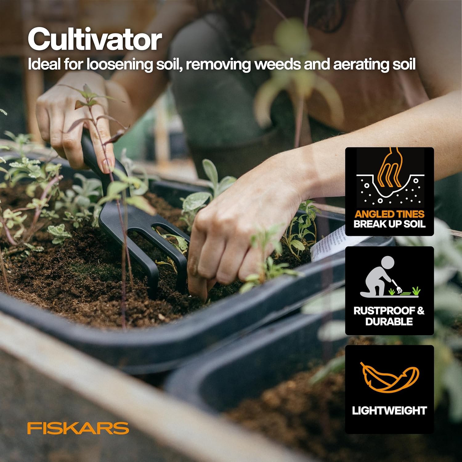 Fiskars 5-Piece Flower Gardening Set Pruner Trowel Cultivator