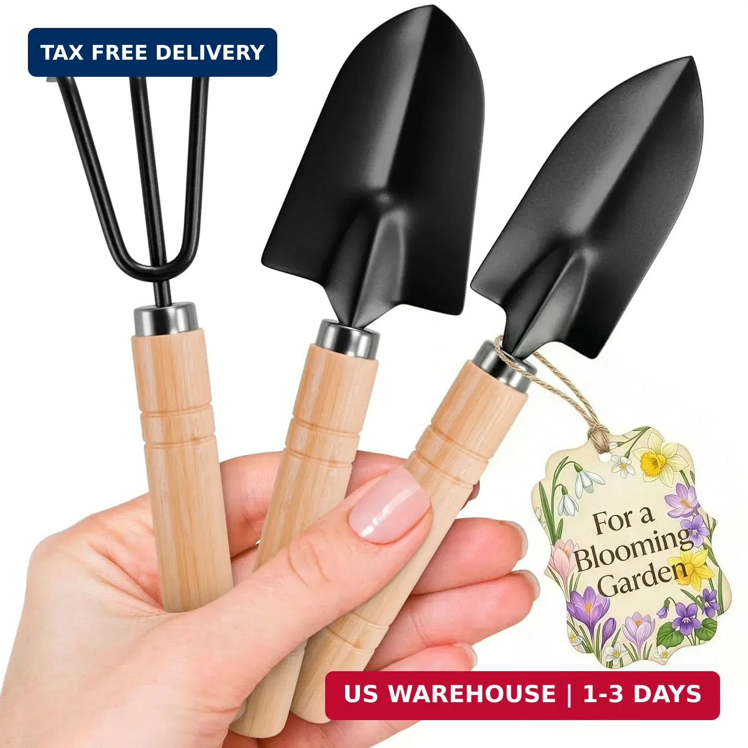 3 Pcs Mini Gardening Tools – Mini Garden Tools Set with 2 Small Shovels (Narrow