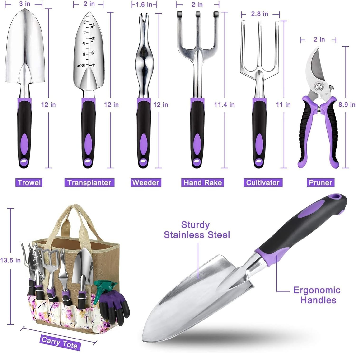 Heavy-Duty Garden Tools Set with Vintage Tote – Effortless Gardening Experience
