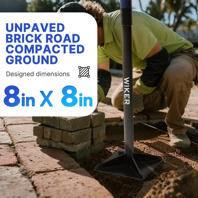 8×8 Inch Steel Ground Tamper, 48″ Heavy Duty Hand