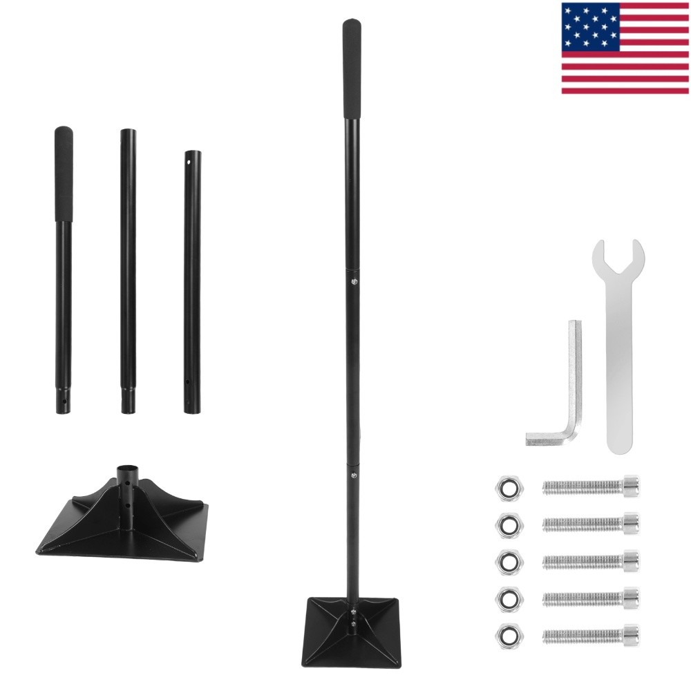 8x8in Detachable Steel Garden Tamper with Comfortable Rubber Grip Manual Garden