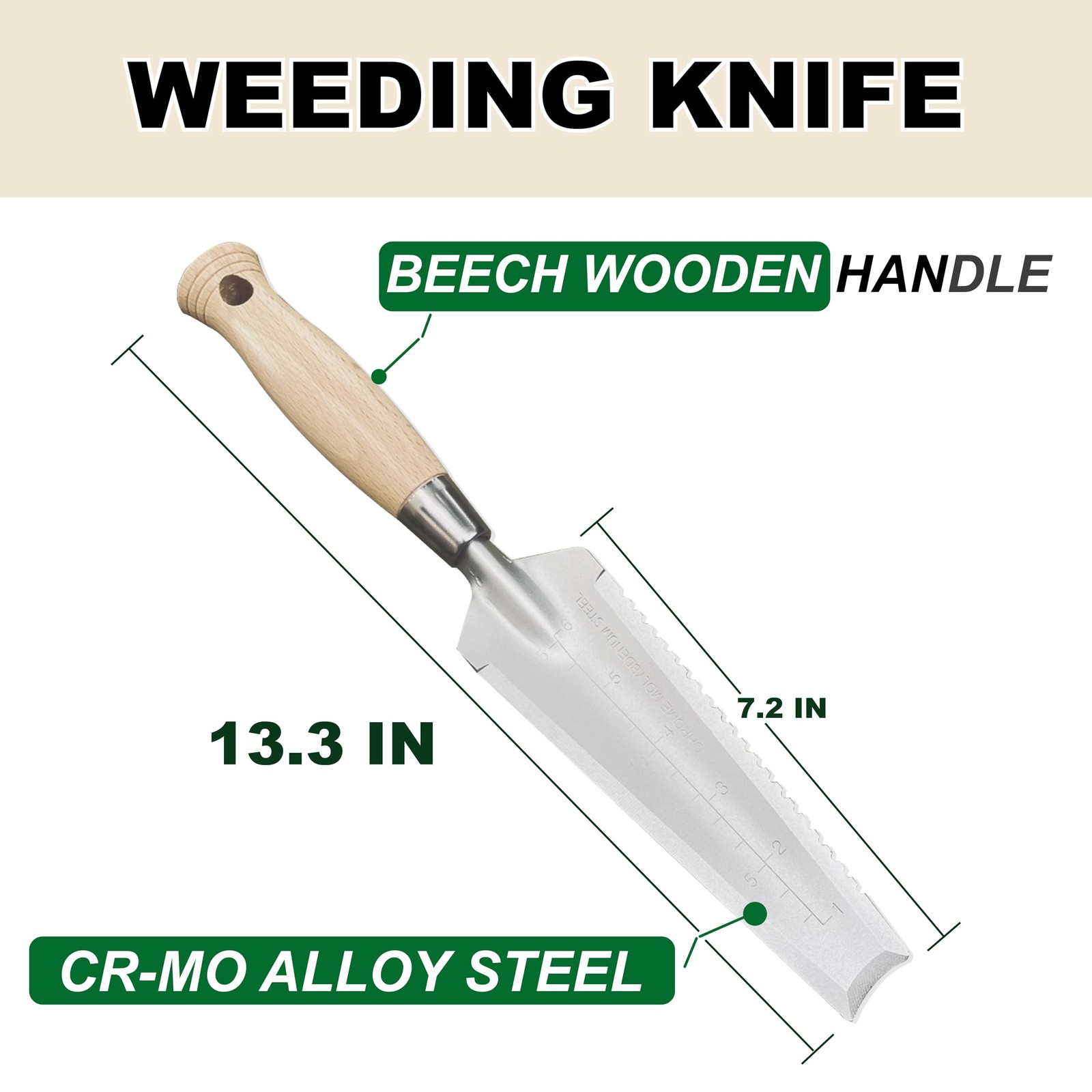 13.3″ Alloy Steel Weeding Transplanter, Hori Hori Knife, Digging Trowel with …
