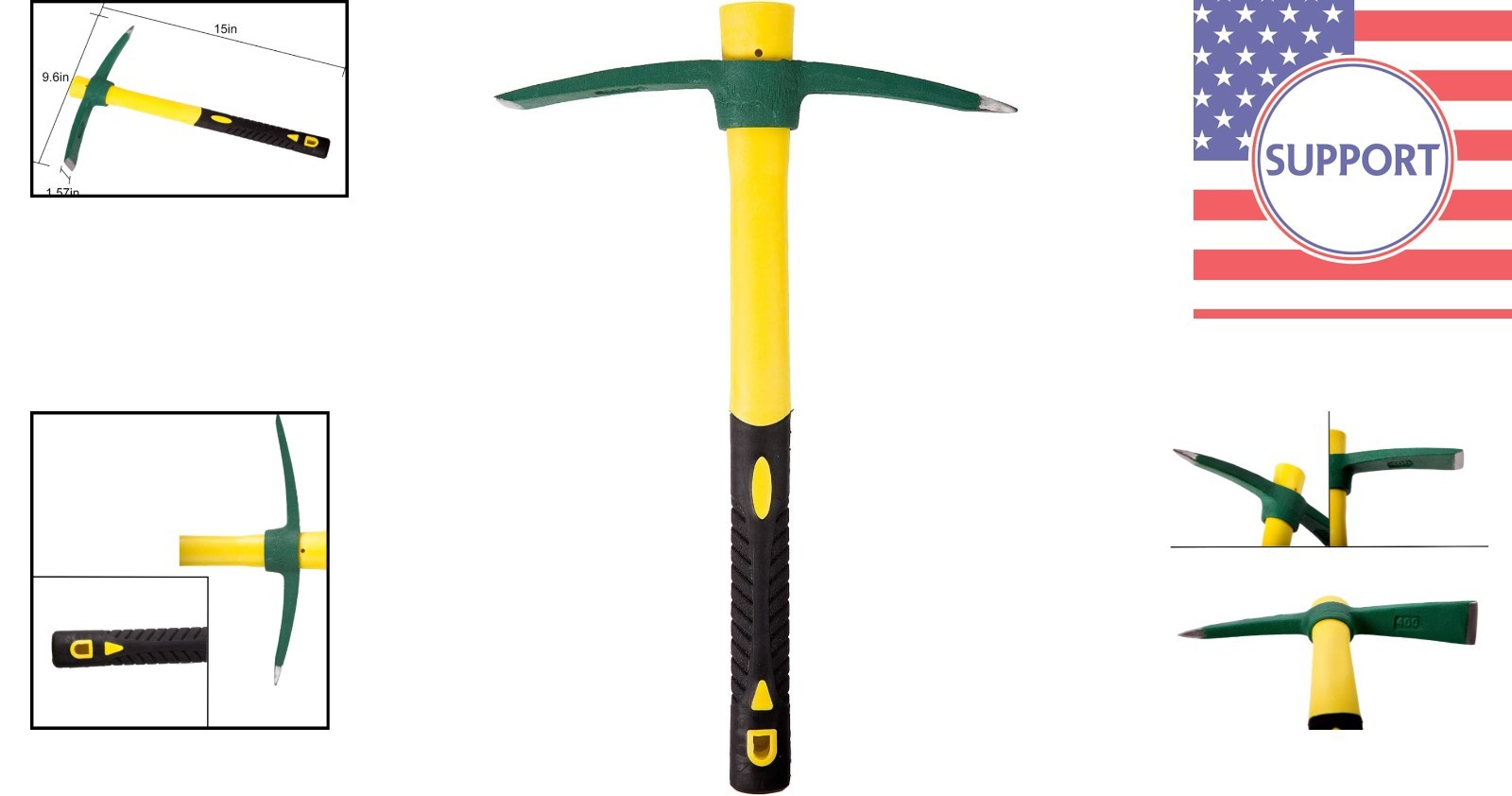 Durable 15-Inch Weeding Pick Axe with Anti-Slip Grip – Perfect for Prospecting