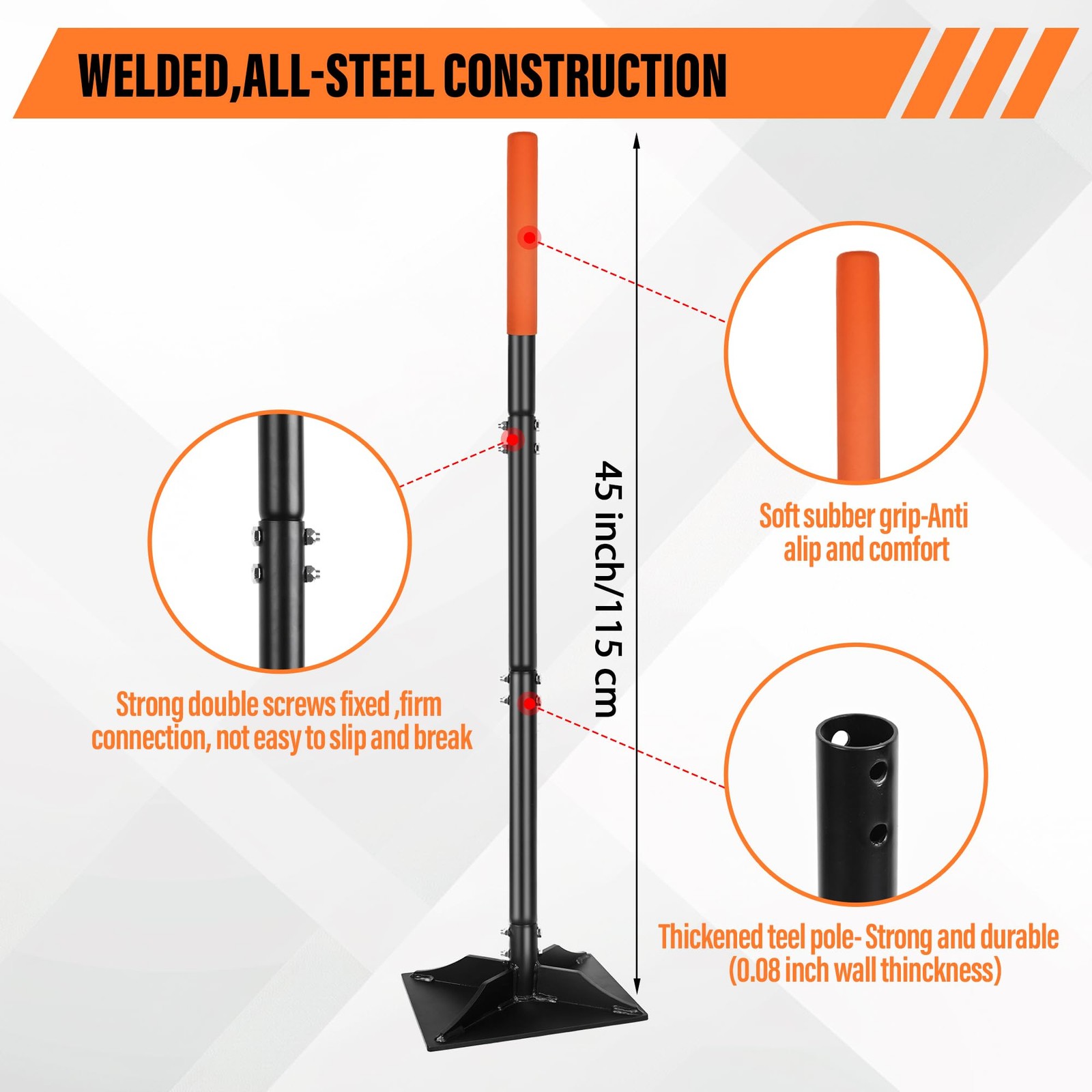 Garden Steel Tamper with 45 Inch Handle, Hand Ground Tamper Tool, Durable Pla…