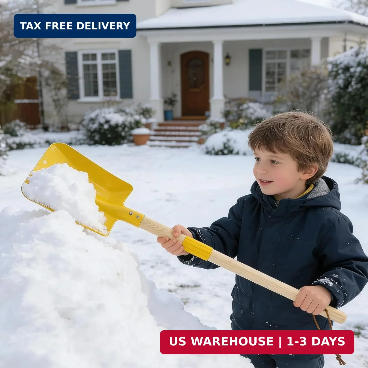 2 Pcs Kids Rake and Shovel Set,28″ Toddler Size Metal Snow Shovel & Leaves Rake