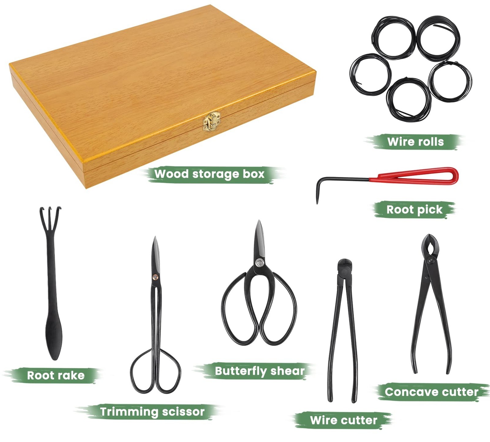 Bonsai Tools Set with Wood Box 12PCS Heavy Duty Bonsai Tree Kit, Trimming Sci…