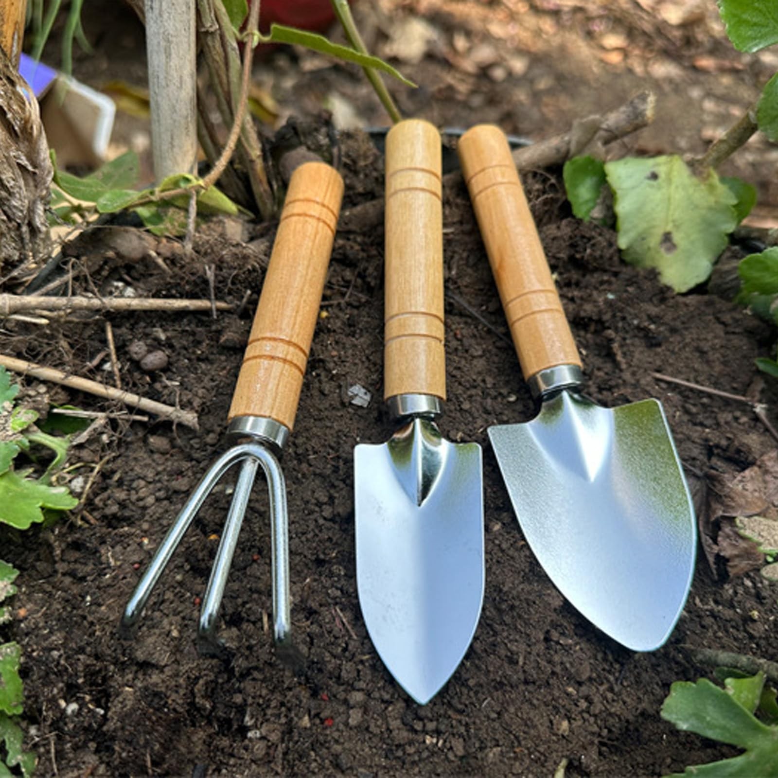 3 Pcs Mini Garden Tools Set Small Tiny Shovel Trowel and Hand Rake with Solid…