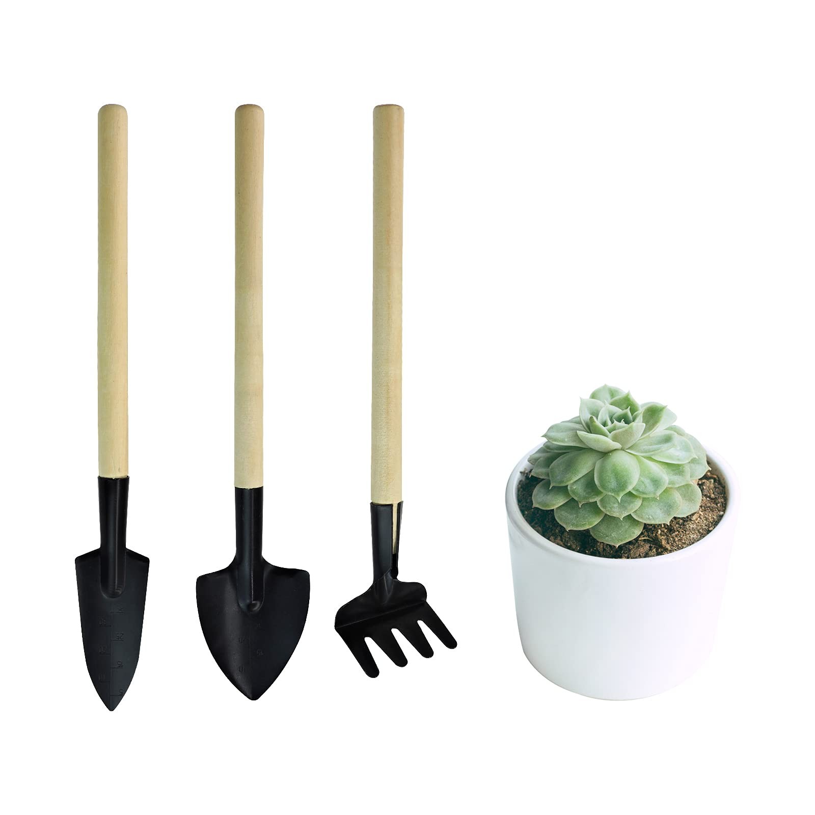 3 PCS Portable Mini Miniature Gardening Hand Tool Set Rake Trowel Shovel