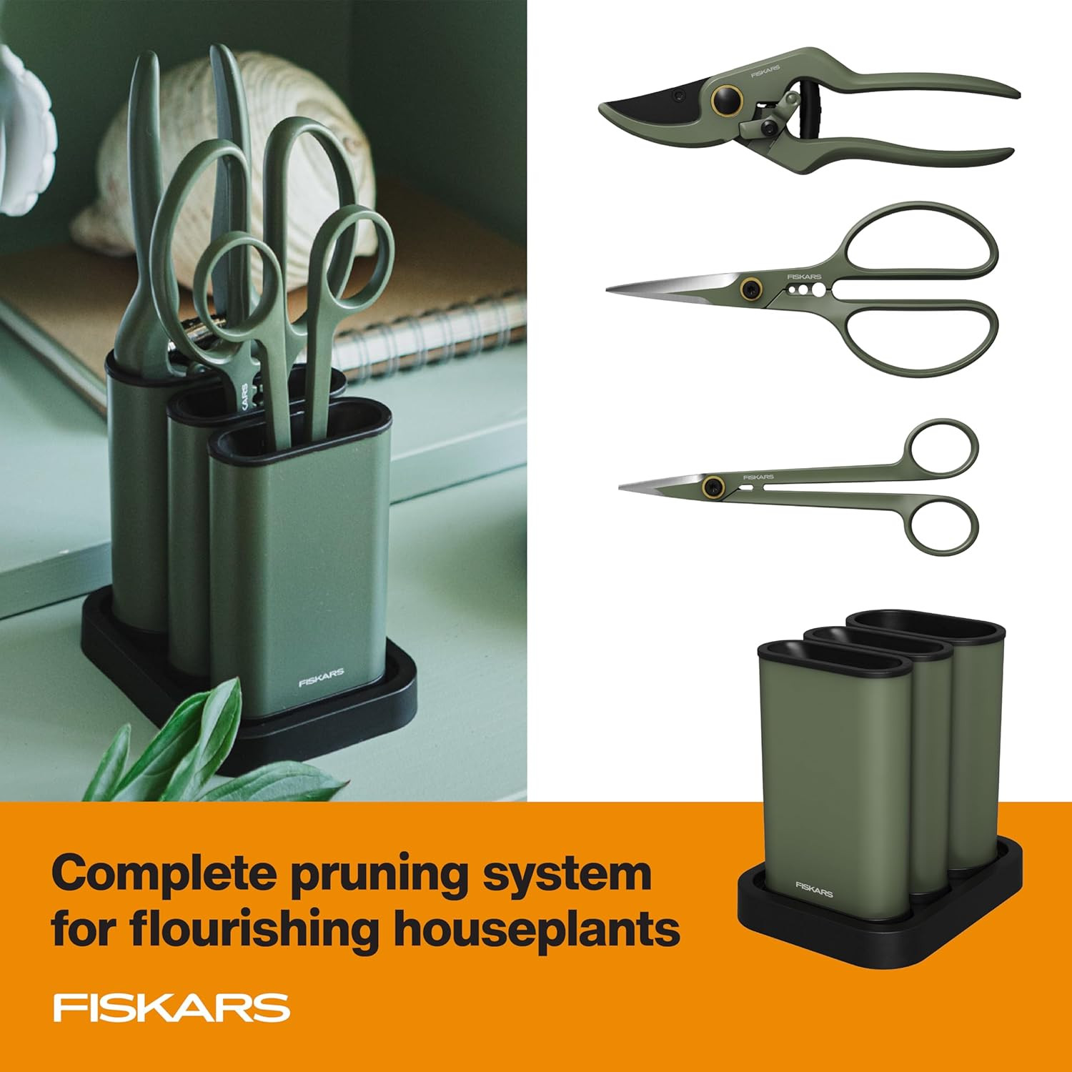 Fiskars Indoor Plant Care 3-Piece Set, Precision Gardening Tools with Nesting St