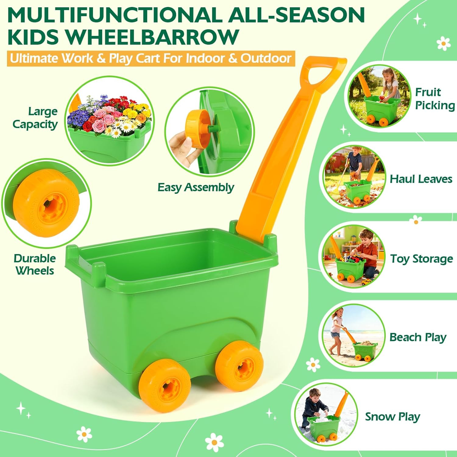 Kids Gardening Set, Outdoor Toys with Wheelbarrow and Kids Garden Tools, Toddler