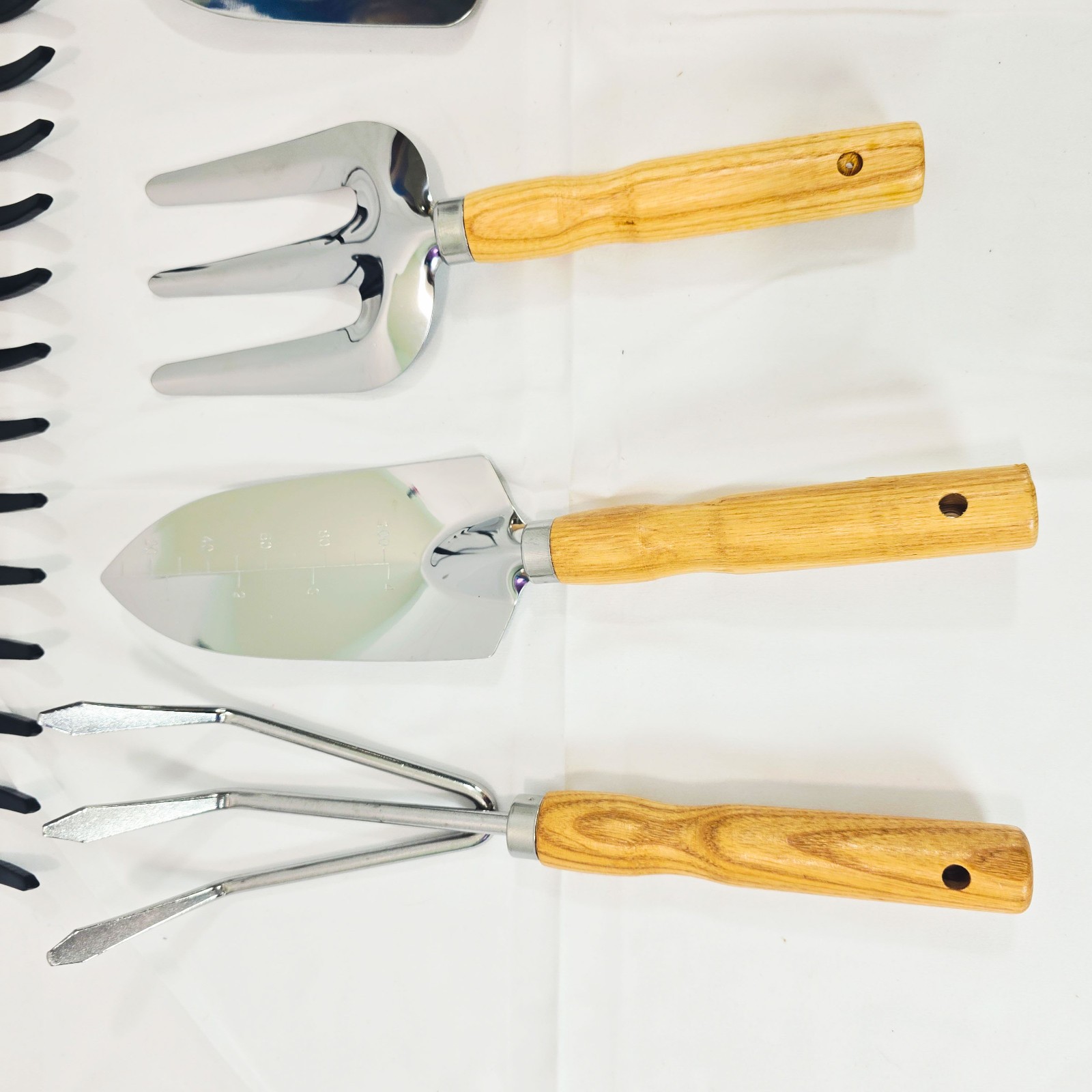10Pc Garden Tool Set Wood Handle Kit Rake Trowel Weeder Pruners Gloves Yard Tool