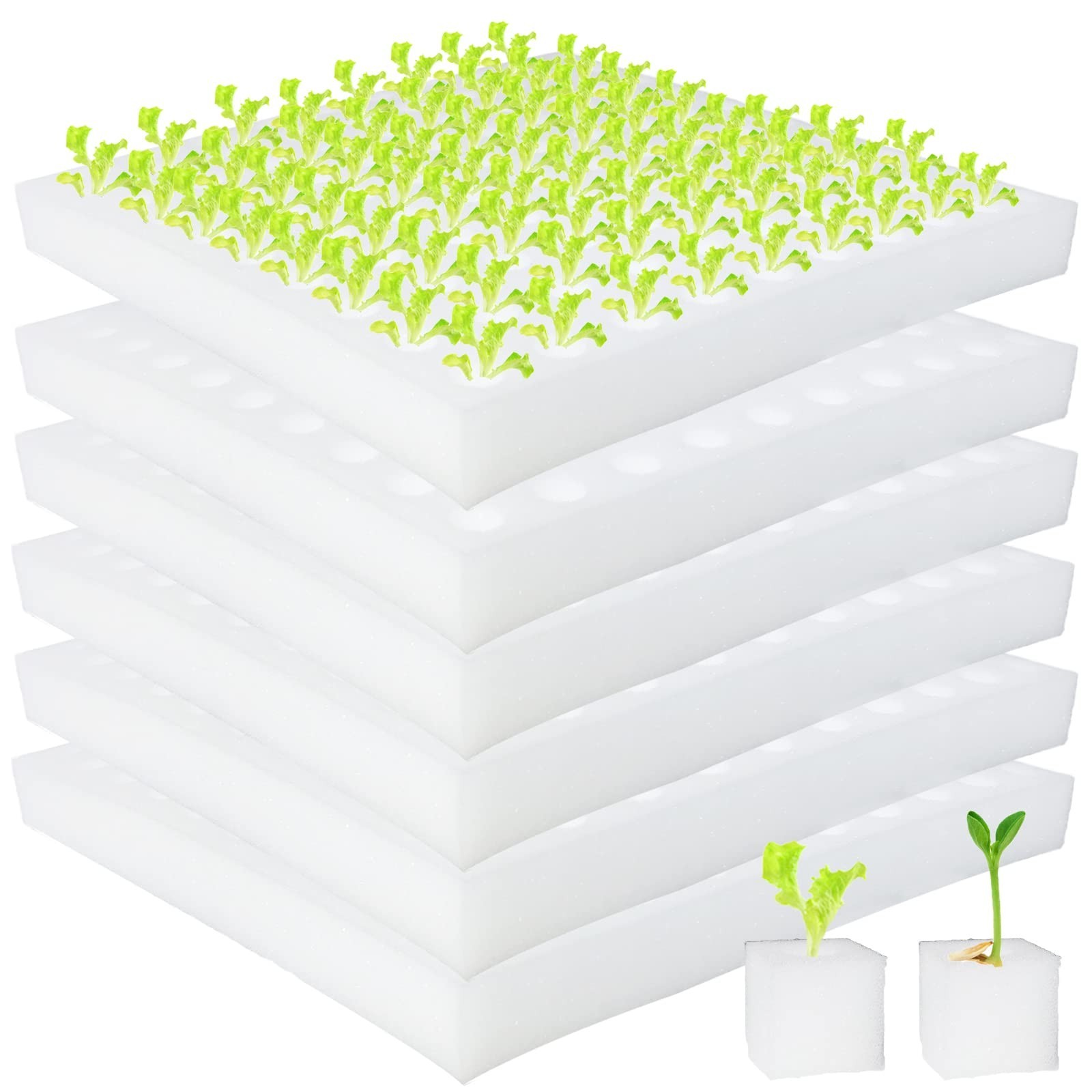 600 Pcs Hydroponic Sponges, Soil-Less Cultivation Planting Gardening Tool, Sq…