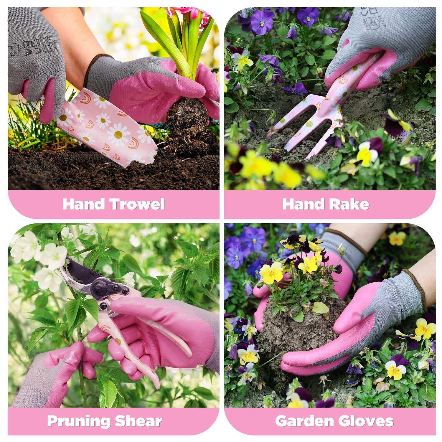WORKPRO Hand Garden Tool Set 4PIECE Hand Rake Trowel Pruning Shear Garden Gloves