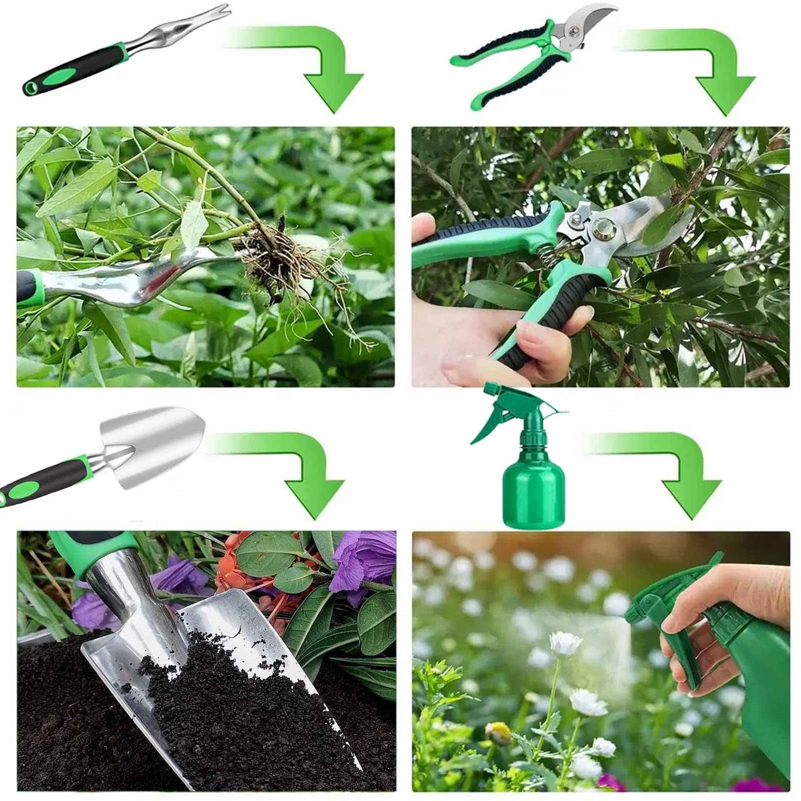 Garden Tool Set With Non Slip Rubber Grip9 Piece Stainless Steel Gardening Tool